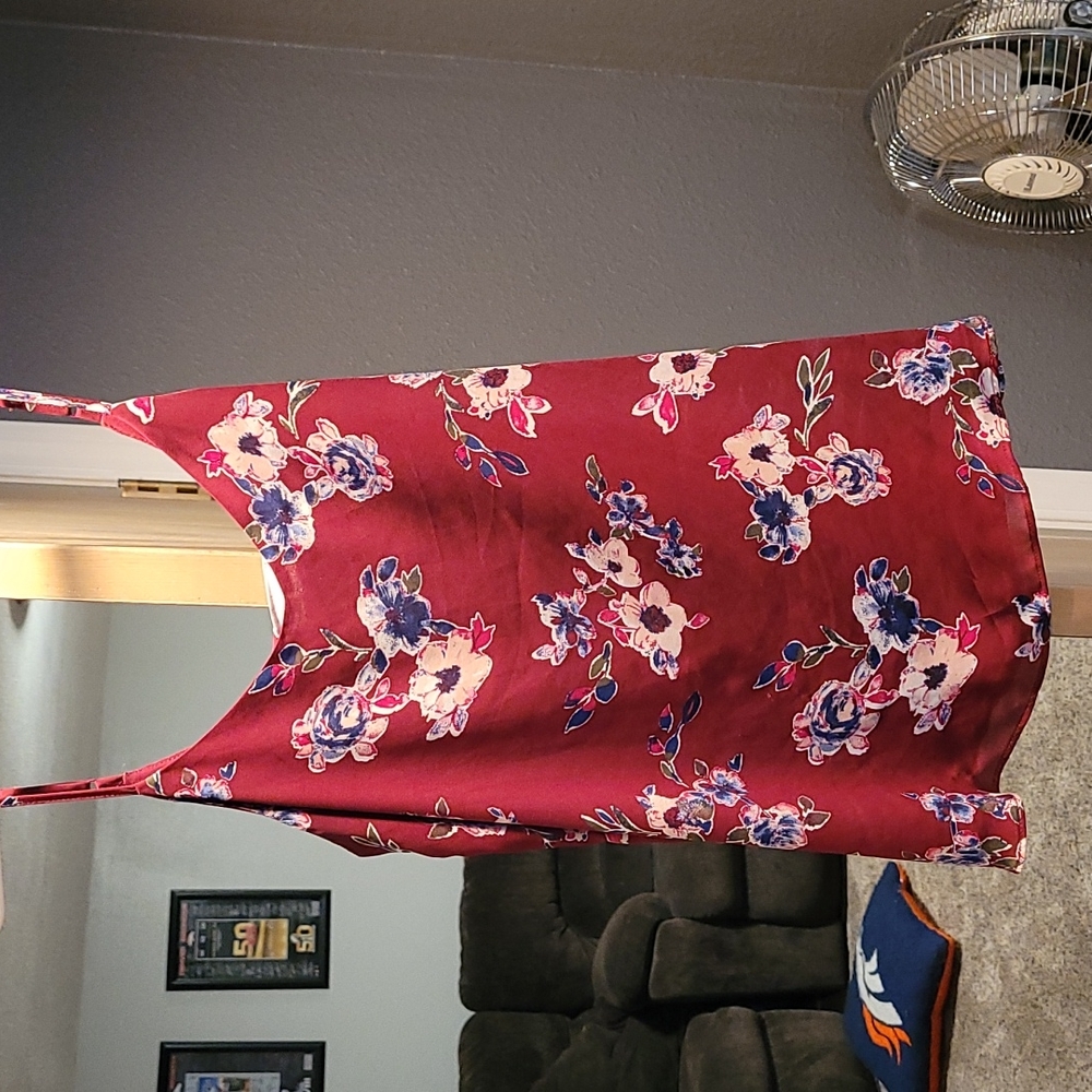 Really pretty maroon shirt with flower pattern